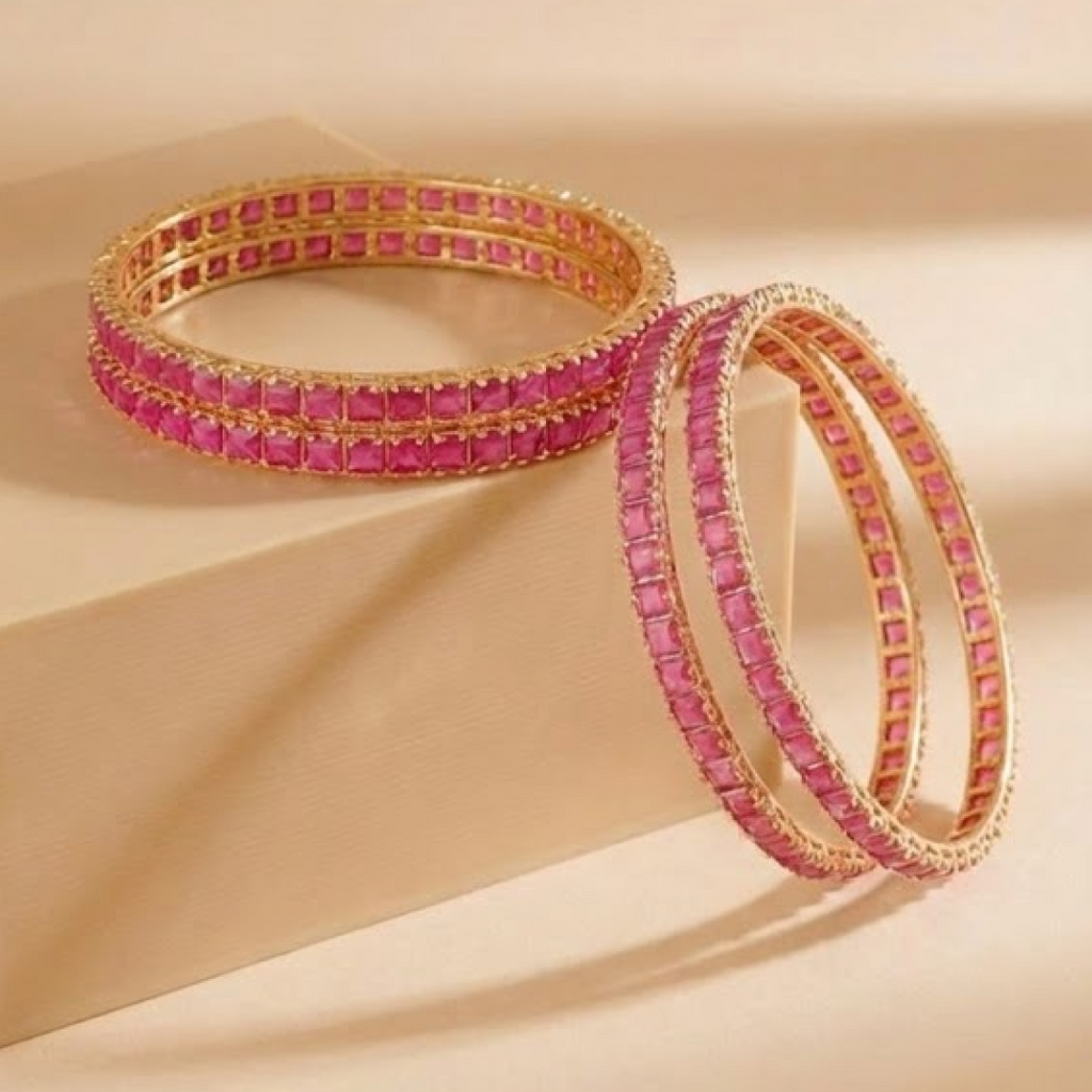 Eloura's Ruby Crimson Eternity Square-Cut Bangles - E106DK