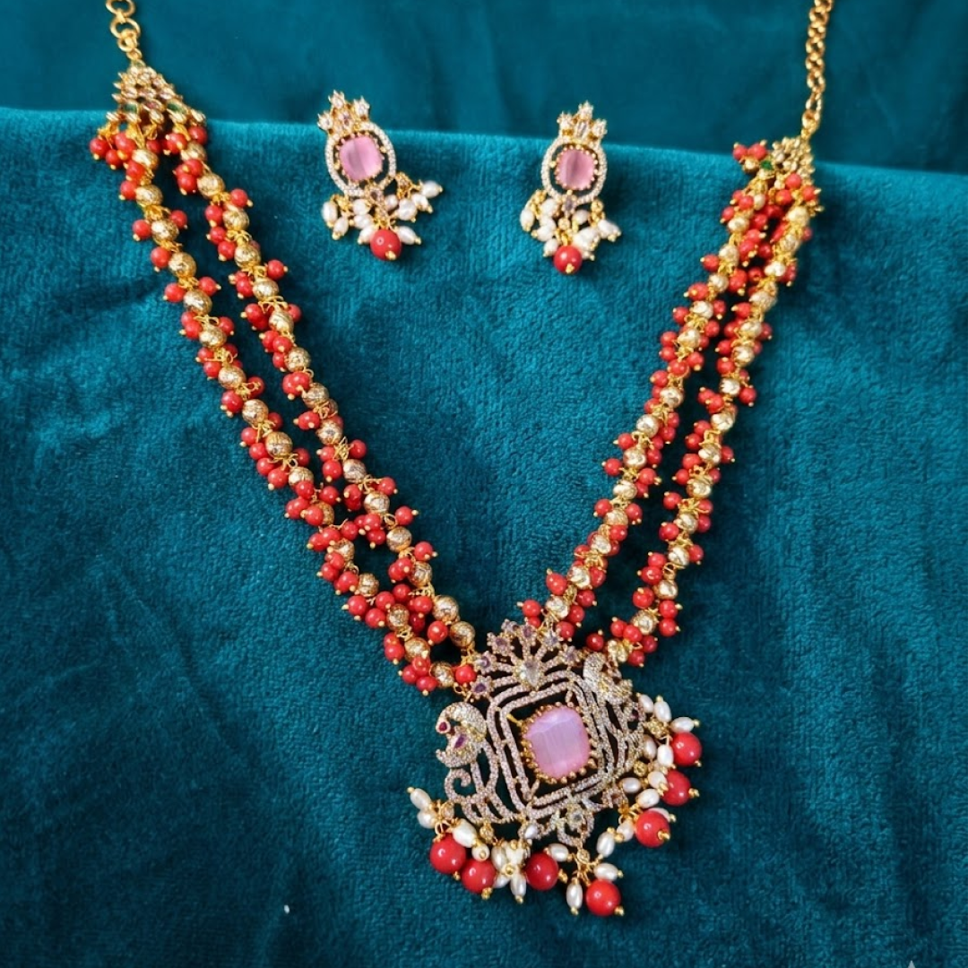 Eloura's The Crimson Blossom Guttapusalu Set - E205DK