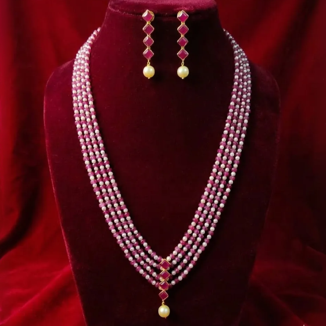 Ruby Bead’ Layered Necklace - E206DK