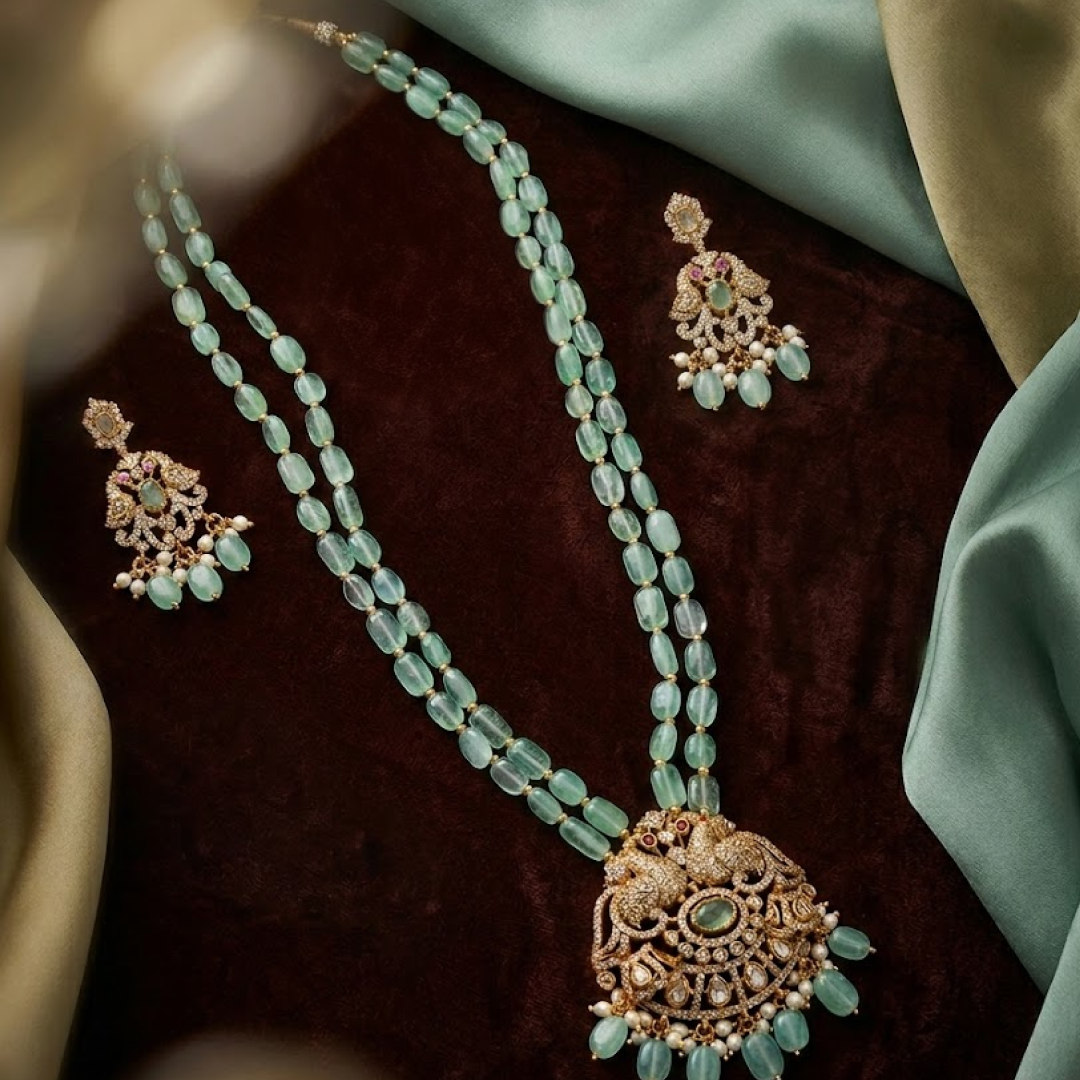Eloura's Premium Vicktoria mint green  - Hydro Heirloom Long Beads sets- E444DK