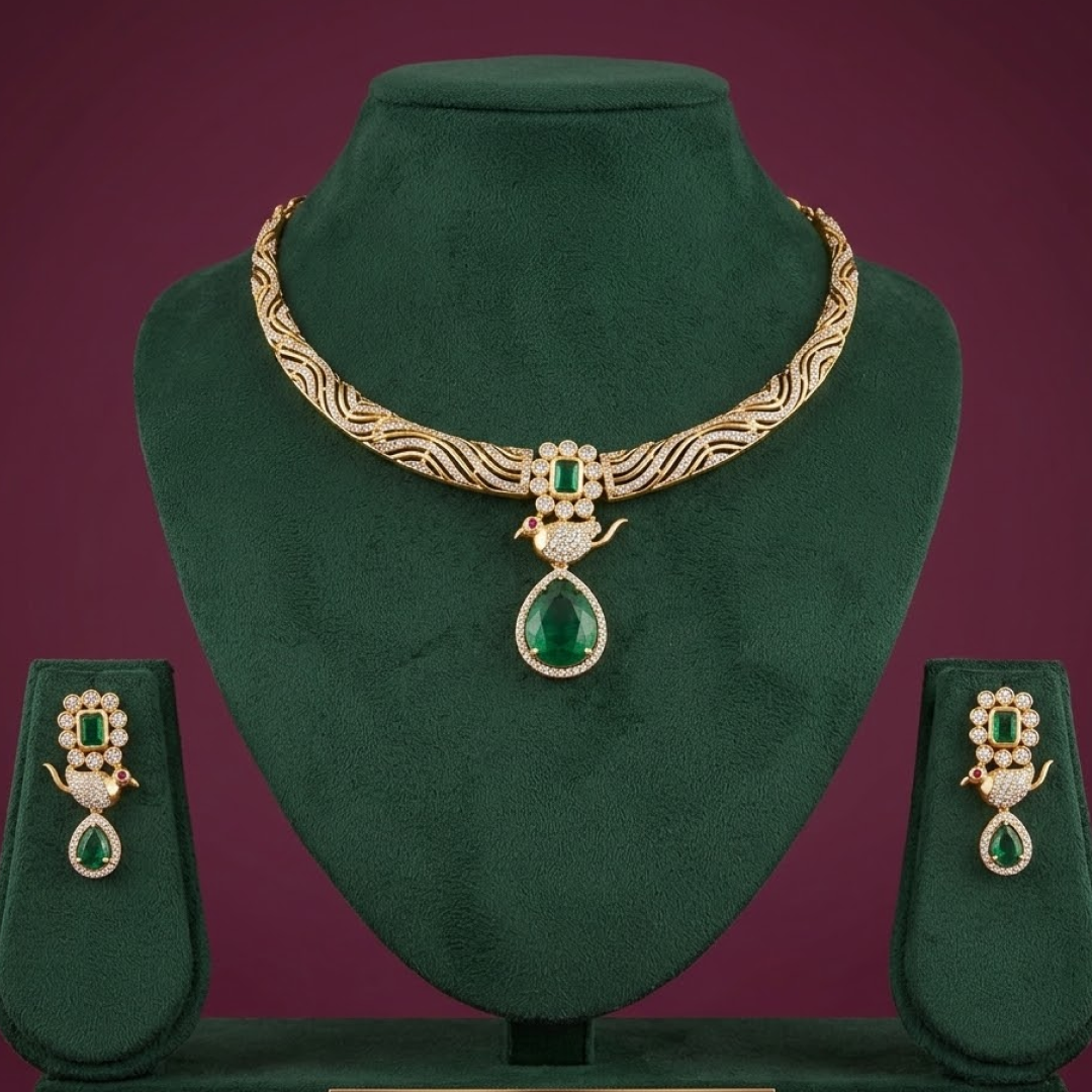 Eloura's Signature Peacock Necklace Set - E603DK