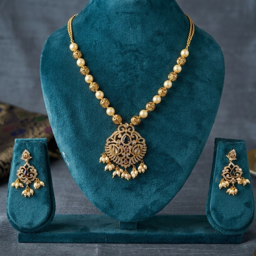 Eloura's Gilded Pearl Filigree Set - E611DK